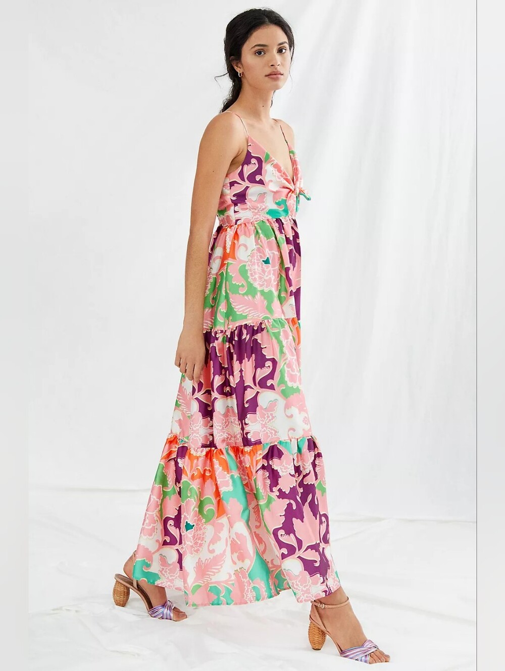 Anthropologie Delfi Collective Sebastienne Cut Out Floral Maxi Dress Size S Boho